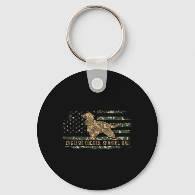 Engelsk Cocker Spaniel Pappa Kamouflage Amerikansk Nyckelring (Framsida)