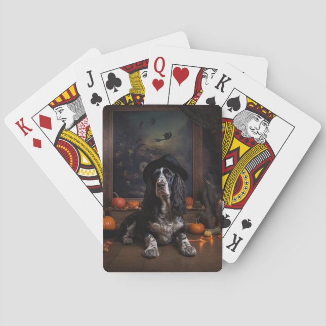 Engelsk Cocker Spaniel Pumpa Halloween Skräck  Casinokort (Baksidan)