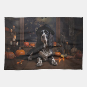 Engelsk Cocker Spaniel Pumpa Halloween Skräck Kökshandduk