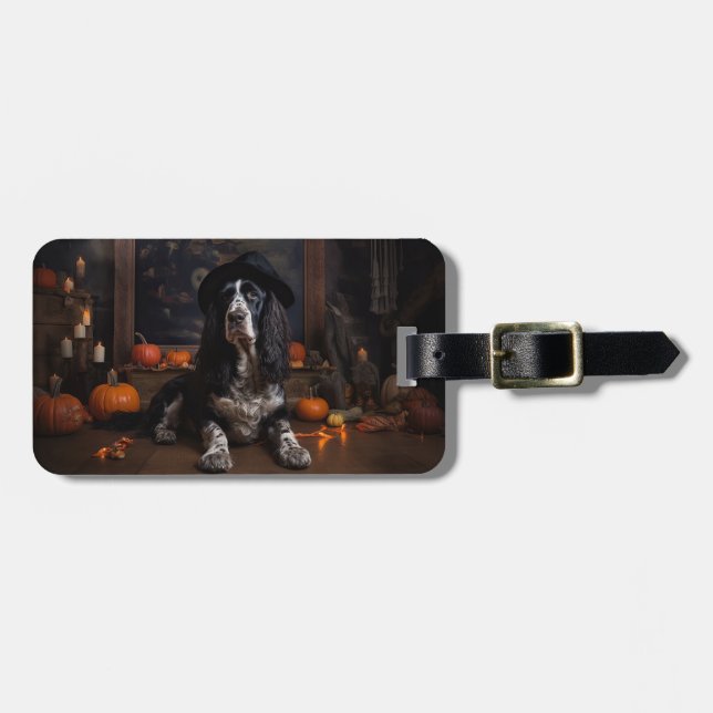 Engelsk Cocker Spaniel Pumpa Halloween Skräckinjag Bagagebricka (Horisontell Framsida)