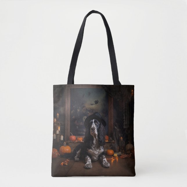 Engelsk Cocker Spaniel Pumpa Halloween Skräckinjag Tygkasse (Framsida)