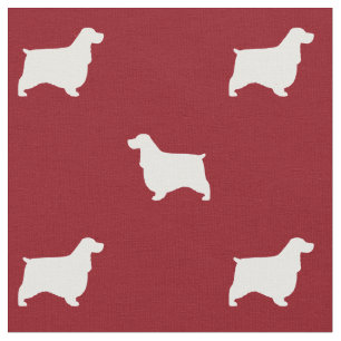 Engelsk Cocker Spaniel Silhuetter Röd och Vit Tyg