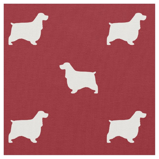 Engelsk Cocker Spaniel Silhuetter Röd och Vit Tyg (Närbild)