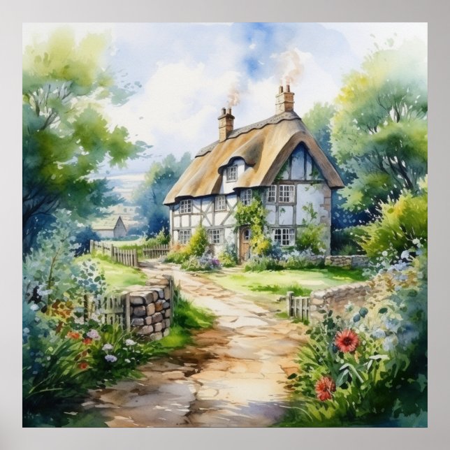 Engelsk Cottage Poster (Framsidan)