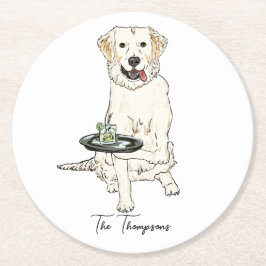 Engelsk Cream Golden Retriever Bröllop Underlägg Papper Rund