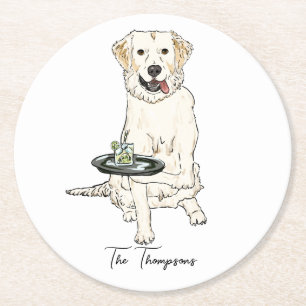 Engelsk Cream Golden Retriever Bröllop Underlägg Papper Rund