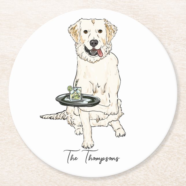 Engelsk Cream Golden Retriever Bröllop Underlägg Papper Rund (Framsidan)