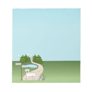 Engelsk Cream Golden Retriever by a Hiking Trail Anteckningsblock