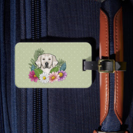 Engelsk Cream Golden Retriever Färgglada Blommor Bagagebricka