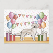 Engelsk Cream Golden Retriever Färgrik Födelsedag