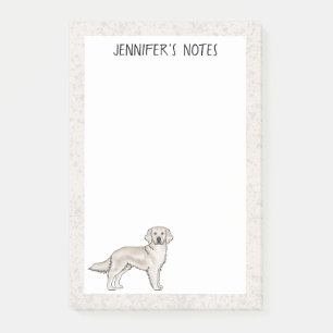 Engelsk Cream Golden Retriever Hund Anpassat Namn Post-it Block