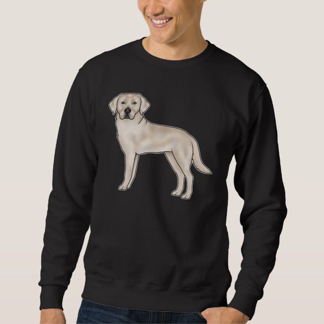 Engelsk Cream Labrador Retriever Tecknad Lab Hund Lång Ärmad Tröja (Framsida)