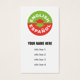 Engelsk Español tvåspråkig symbol Visitkort