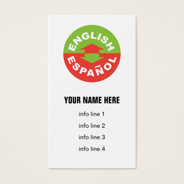 Engelsk Español tvåspråkig symbol Visitkort (Framsidan)
