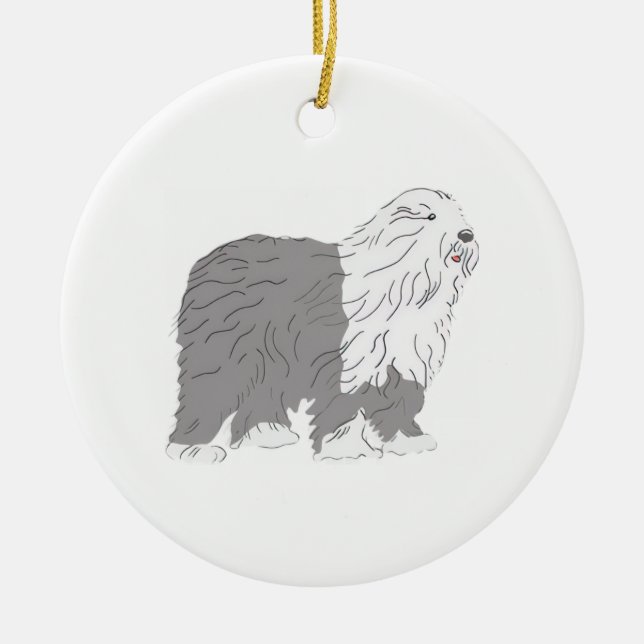 Engelsk Fårhund Julgransprydnad Keramik (Framsidan)