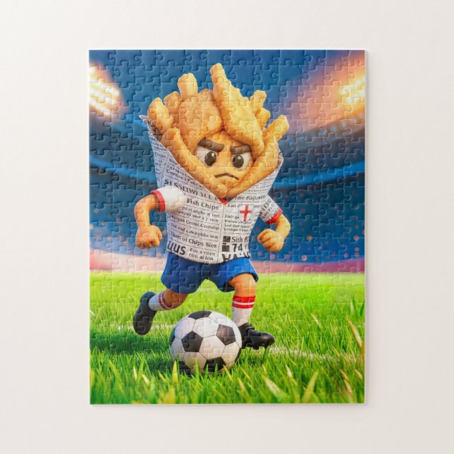Engelsk fish and chips fotbollsspelare karaktär pussel (Vertikal)