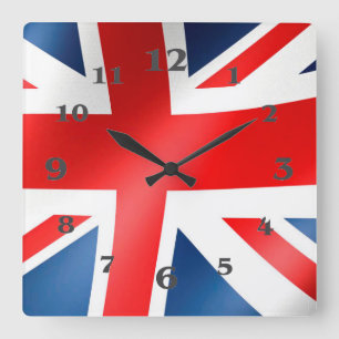 Engelsk Flagga för Square-Wall-Clock Fyrkantig Klocka