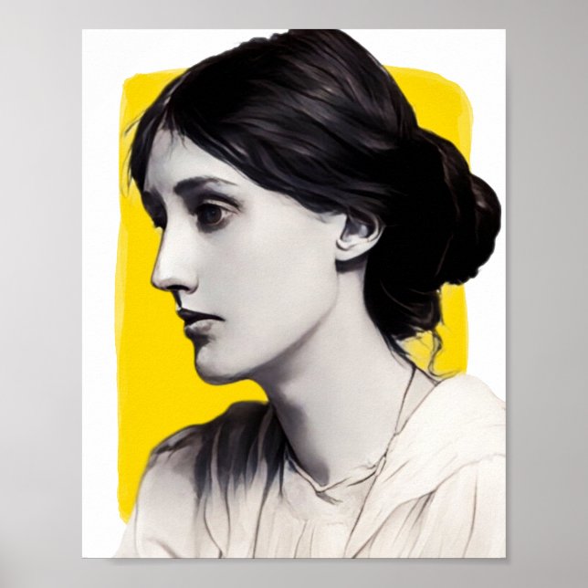 Engelsk författare Virginia Woolf illustration Poster (Framsidan)