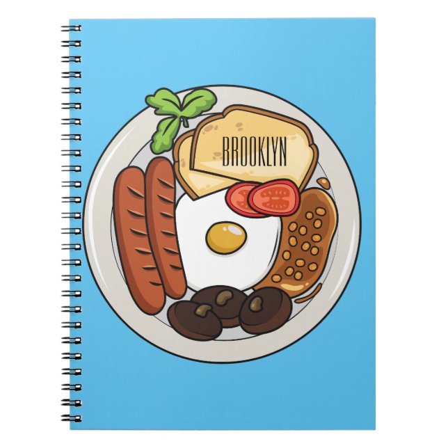 Engelsk frukost tecknad illustration anteckningsbok (Framsidan)