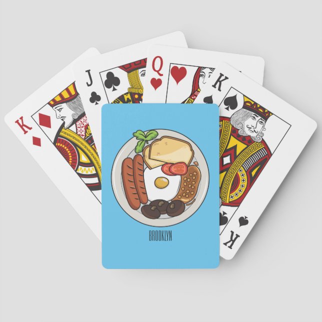 Engelsk frukost tecknad illustration casinokort (Baksidan)