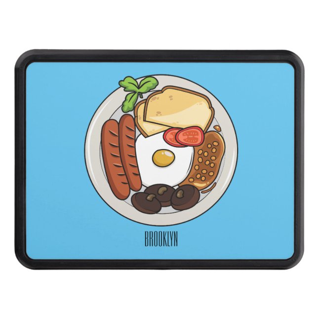 Engelsk frukost tecknad illustration dragkroksskydd (Framsidan)