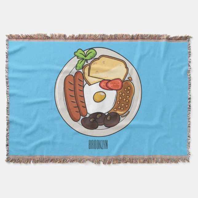 Engelsk frukost tecknad illustration filt (Framsidan)