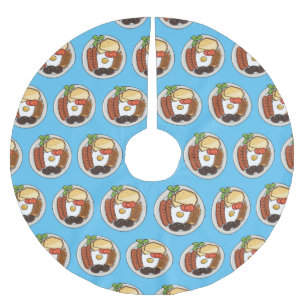 Engelsk frukost tecknad illustration julgransmatta borstad polyester