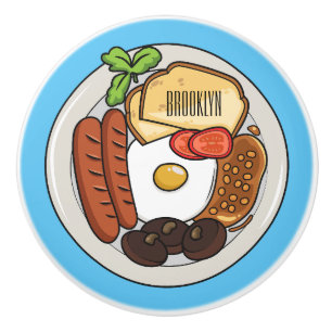 Engelsk frukost tecknad illustration knopp