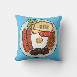 Engelsk frukost tecknad illustration kudde