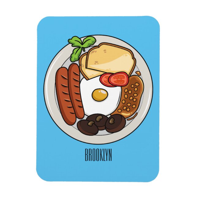 Engelsk frukost tecknad illustration magnet (Vertikal)