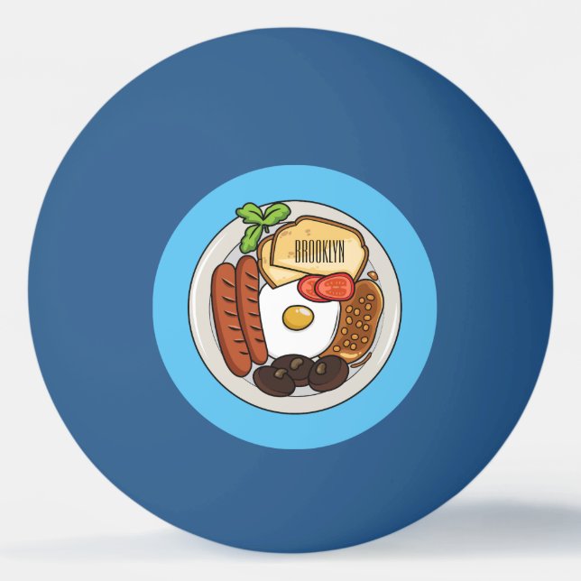 Engelsk frukost tecknad illustration pingisboll (Framsidan)