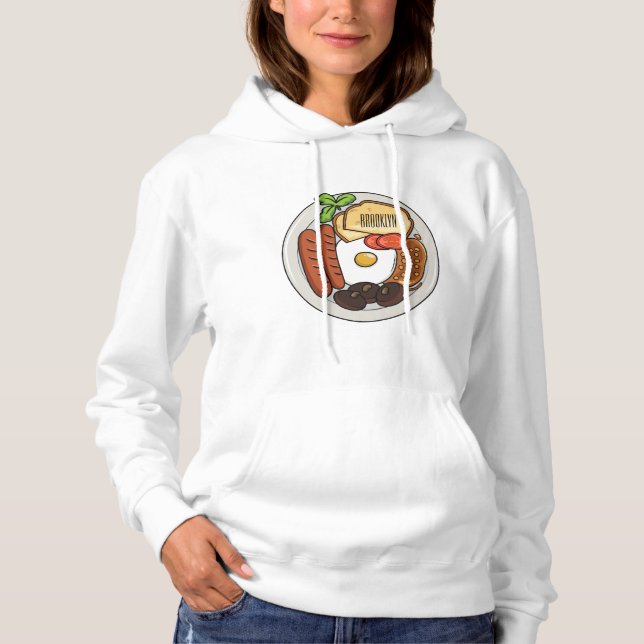 Engelsk frukost tecknad illustration t shirt (Framsida)