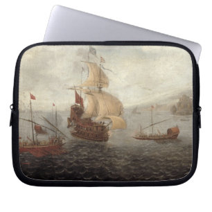 Engelsk galärFrigate som flankeras av statlig Ba Laptop Sleeve