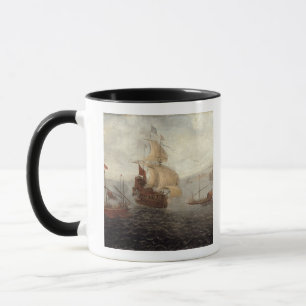 Engelsk galärFrigate som flankeras av statlig Ba Mugg