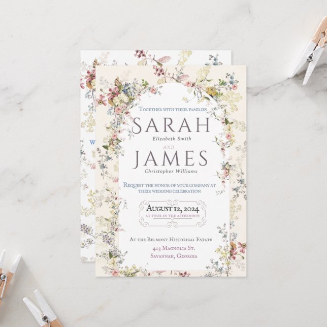 Engelsk Garden Party bröllopsinbjudan Inbjudningar (Fram/Back In Situ)