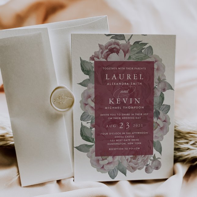 Engelsk Garden Wedding-inbjudan | Marsala Inbjudningar (Skapare uppladdad)
