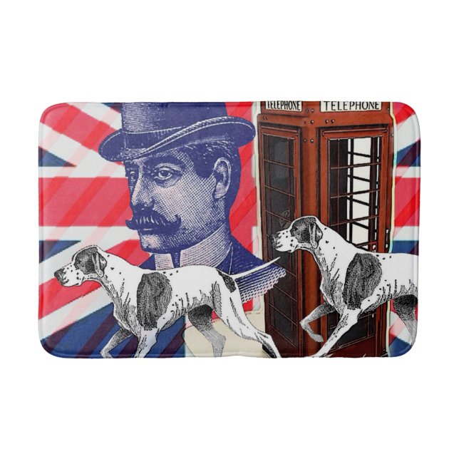 Engelsk gentleman Telefon Booth Union jack flagga Badrumsmatta (Framsidan)