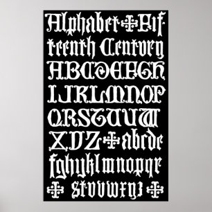 Engelsk gotisk calligrafi 1500-talet poster