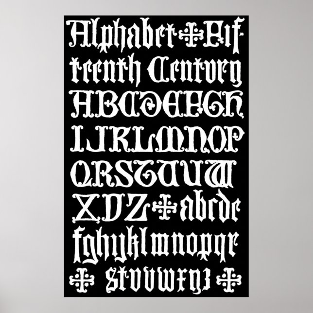 Engelsk gotisk calligrafi 1500-talet poster (Framsidan)