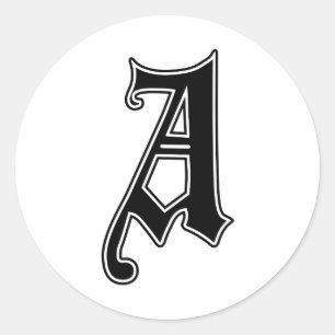 Engelsk gotisk Monogram brev A Runt Klistermärke