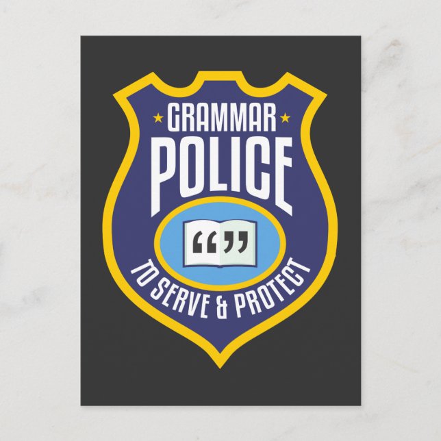 Engelsk Grammar Police Funny Sarcasm Literary Vykort (Framsida)
