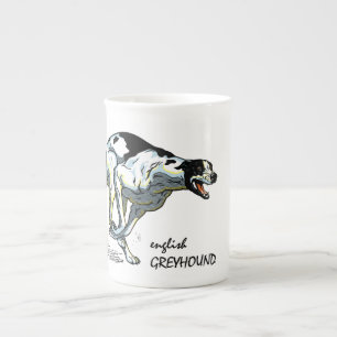 Engelsk greyhound benporslin mugg