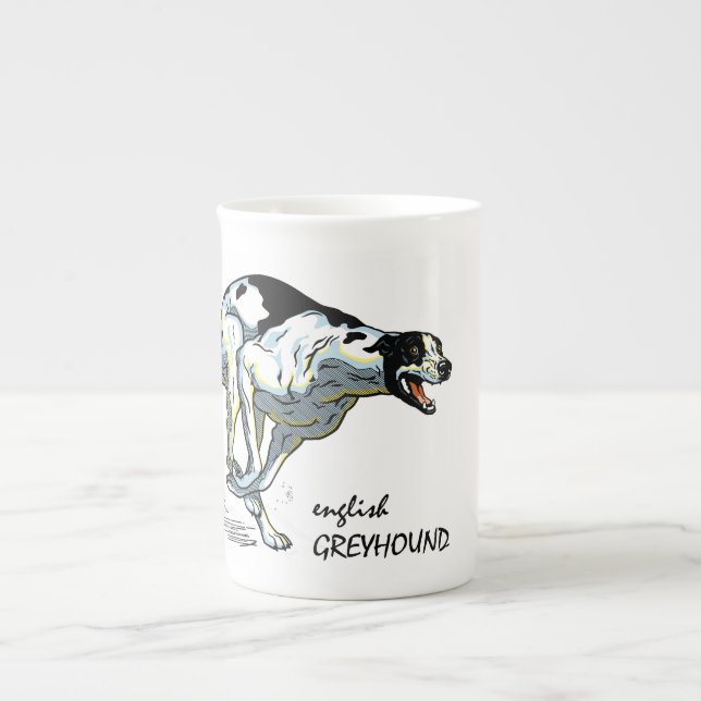 Engelsk greyhound benporslin mugg (Framsidan)