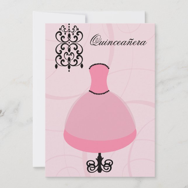 Engelsk inbjudan till Quinceañera chic trendig (Framsida)