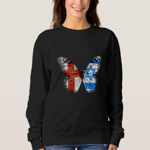Engelsk Israelisk Flagga Fjäril T Shirt