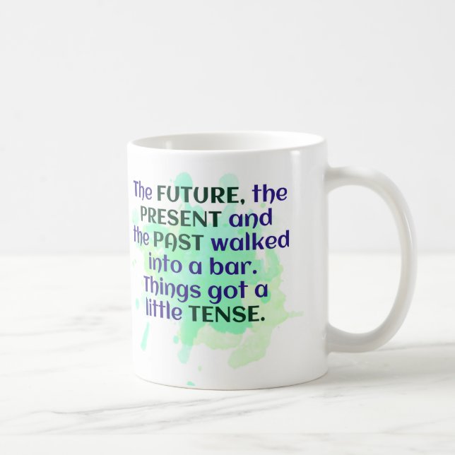 Engelsk Joke Gift Grönt FUNNY Tense Kaffemugg (Höger)