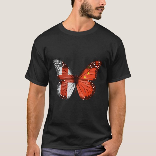 Engelsk kinesisk flaggflagga t shirt (Framsida)