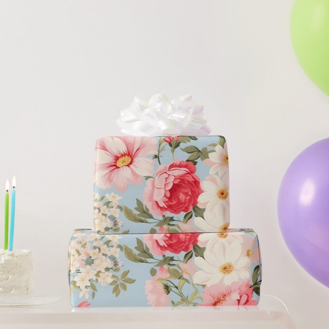 Engelsk lanträdgård med blommor   presentpapper (Festgåvor)