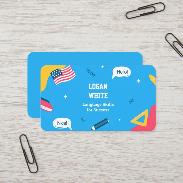 Engelsk lärare ESL-instruktör Visitkort (Fram/Back In Situ)