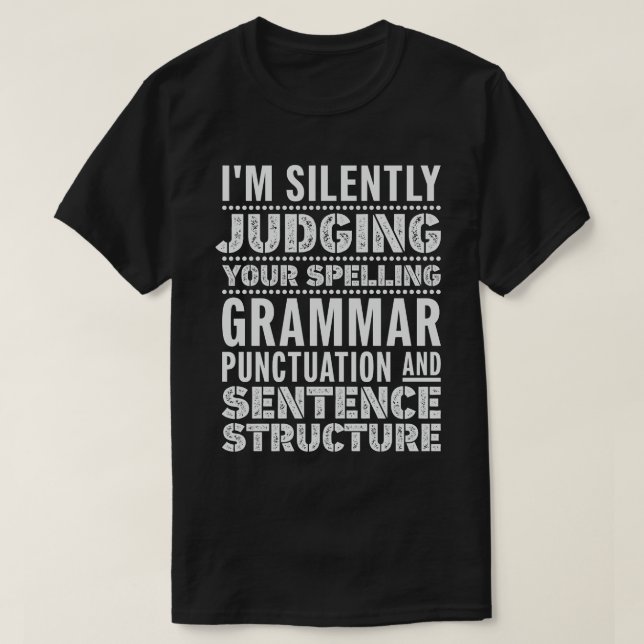 Engelsk lärare Funny Grammar Ord T Shirt (Design framsida)